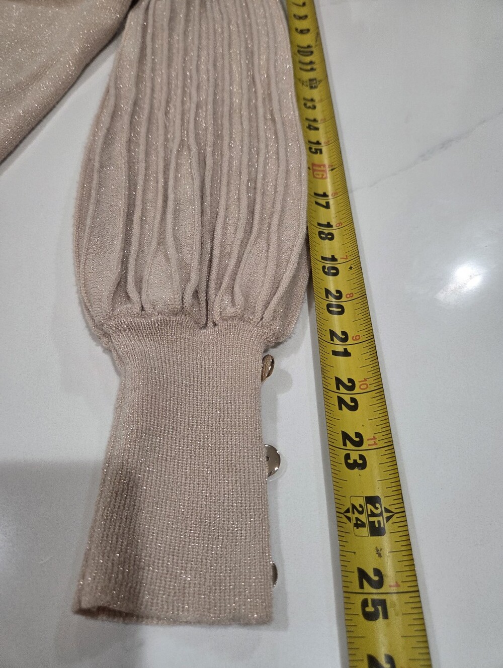 Nanette Lepore Shimmer Taupe Sweater w/ Pleated Sleeves Size M - Picture 12 of 13